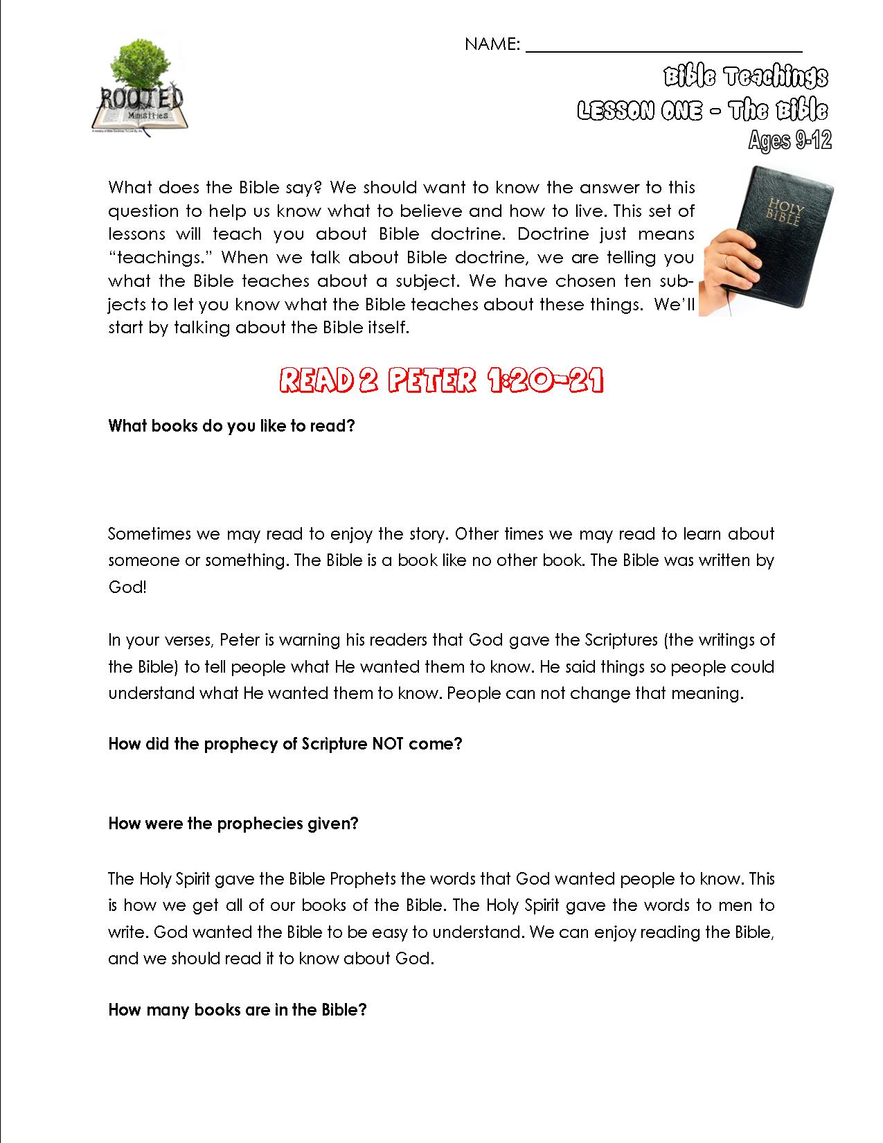 Bible Teachings ages 9-12