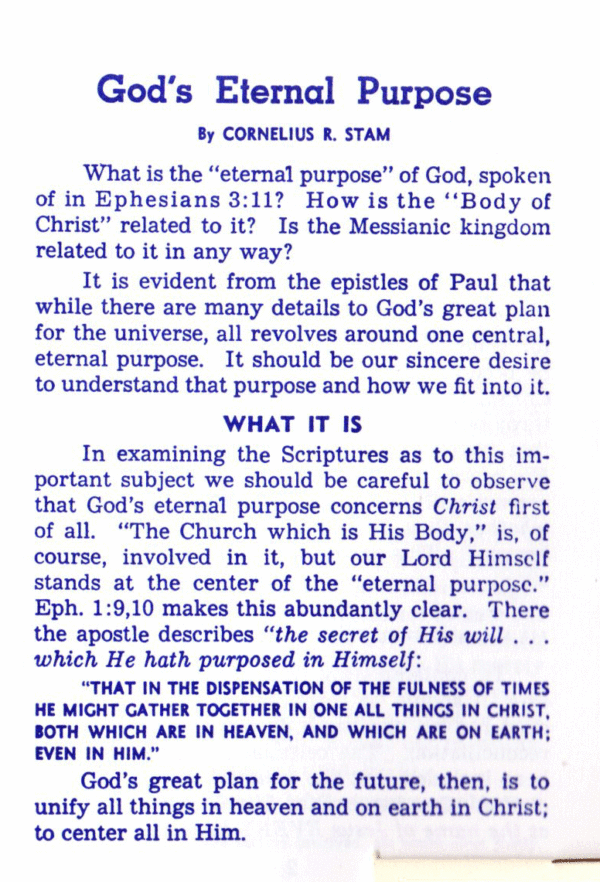 God's Eternal Purpose