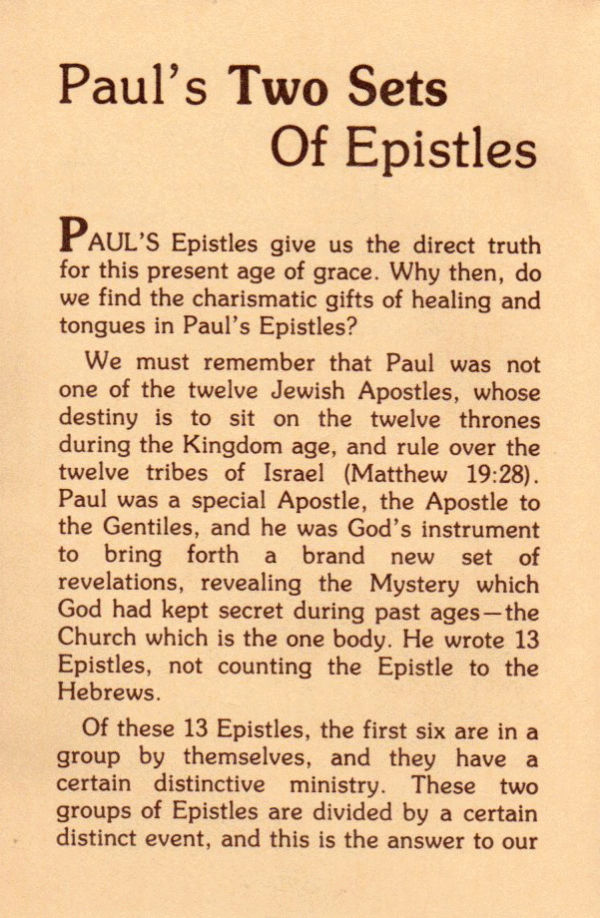 Paul's Two Sets of Epistles